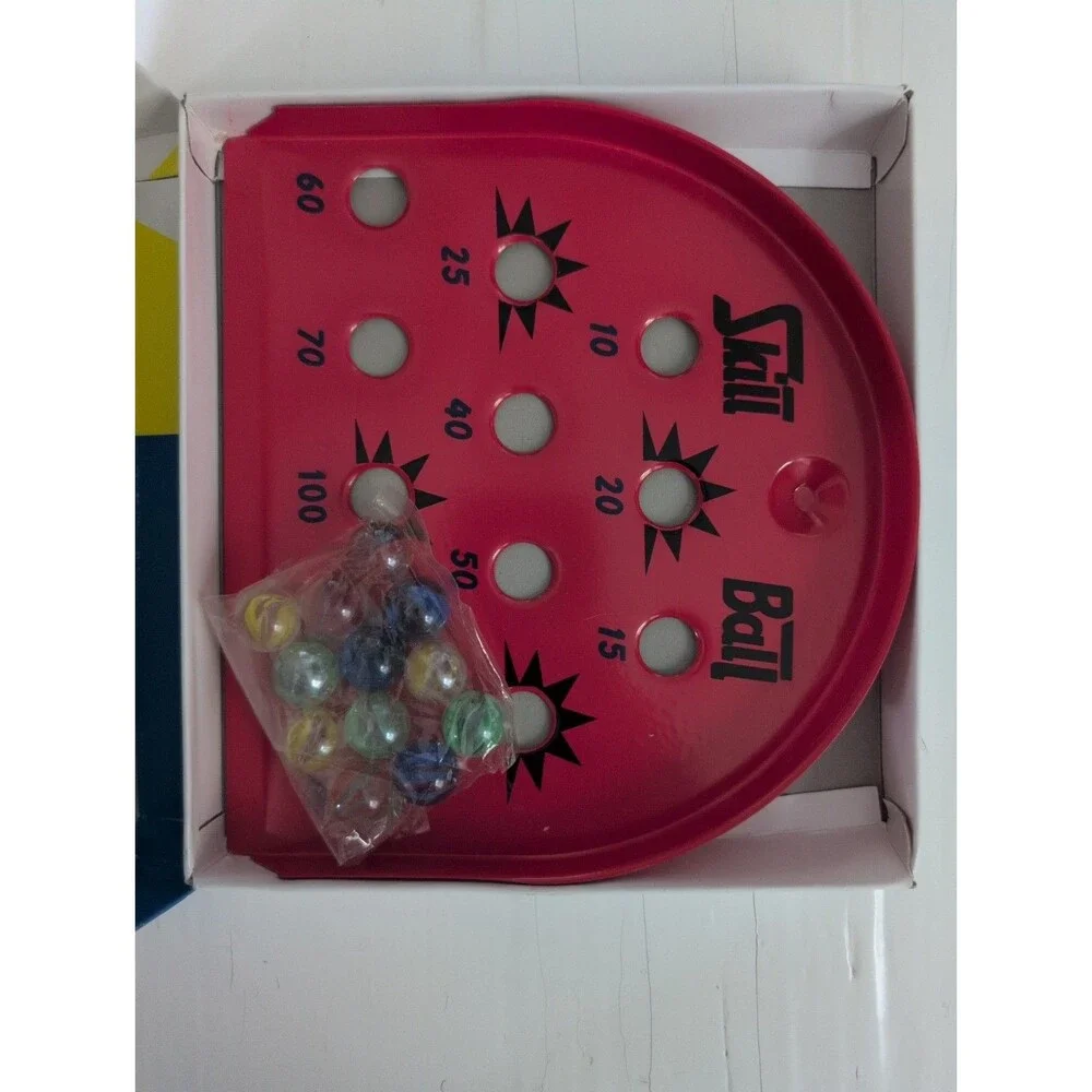 Vintage Skill Ball Marble Game Schylling 12 Marbles